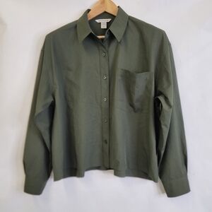 Athleta Army green Button down Long sleeves top